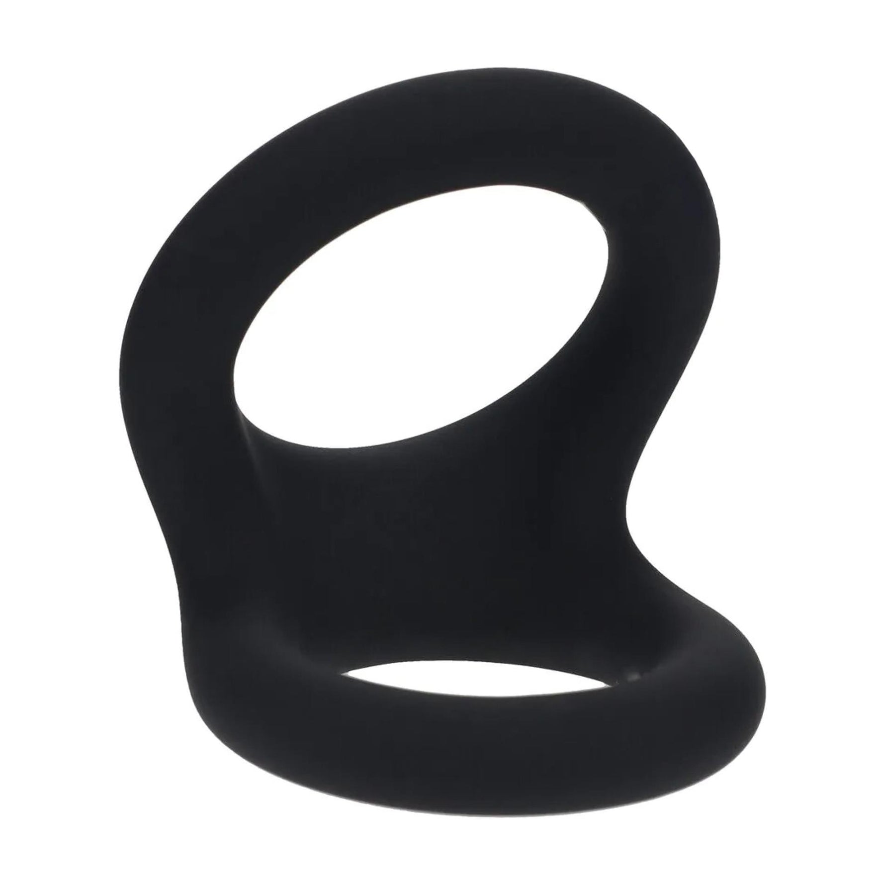 Inel dublu pentru penis Levelz din silicon, M, negru