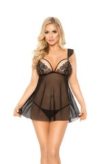 Top evazat din dantelă neagră Cora SoftLine S/M