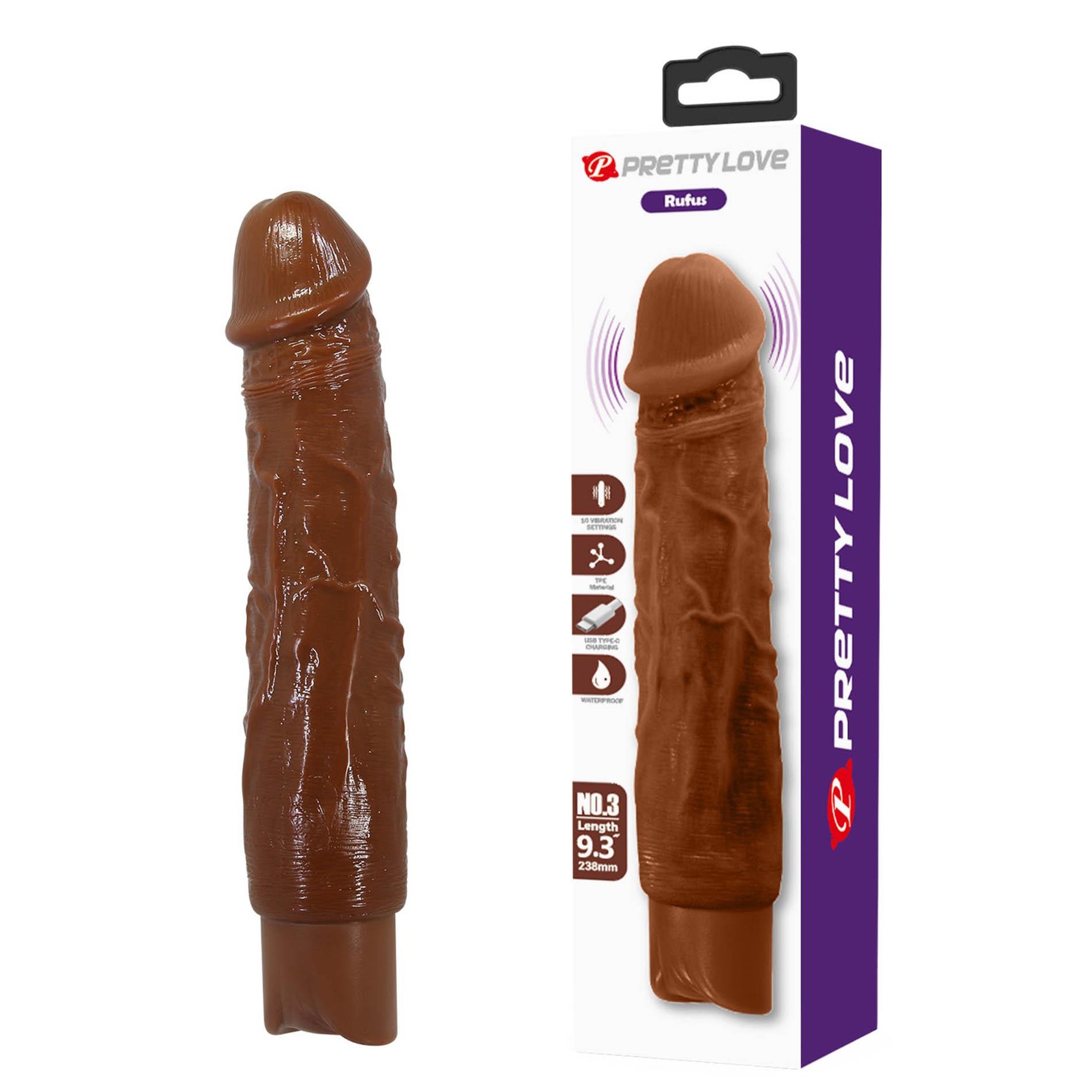 Vibrator Dildo USB Pretty Love Rufus Realistic Maro