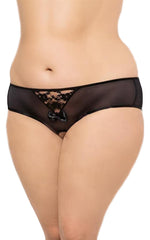 Tanga SoftLine din plasă cu fundă, negru, 3XL