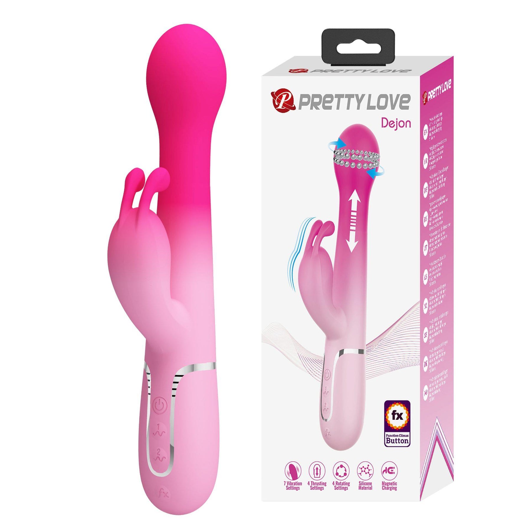 Vibrator Pretty Love Dejon din silicon pentru iepure, 7 vibrații