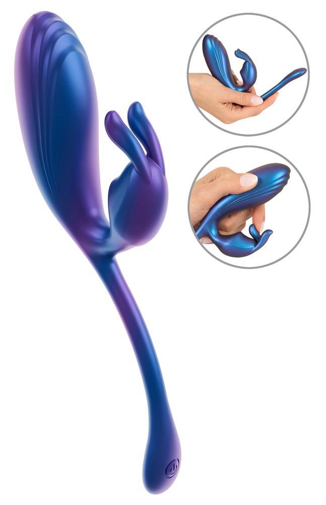 Vibrator metalic flexibil cu model iepuraș Sweet Smile, USB, 22 cm