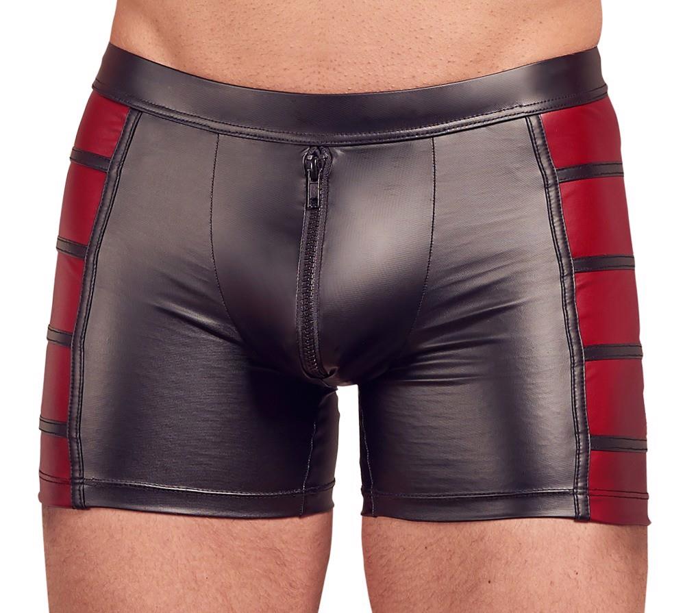 Pantaloni bărbătești NEK negri și roșii cu fermoar, mărimea M