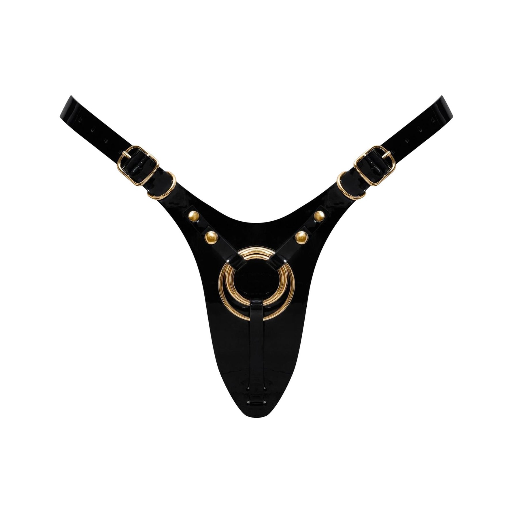 Ham universal cu strap-on Fabulos Strap-on-me negru strălucitor