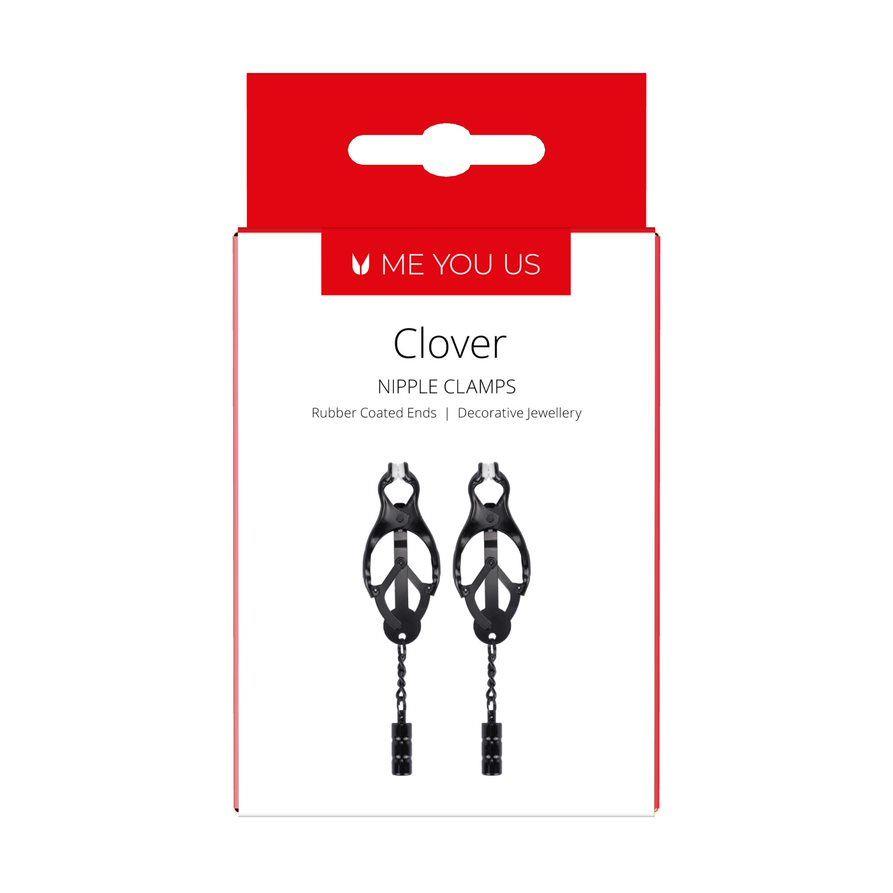 Clemă pentru mameloane Me You Us Clover, oțel, neagră