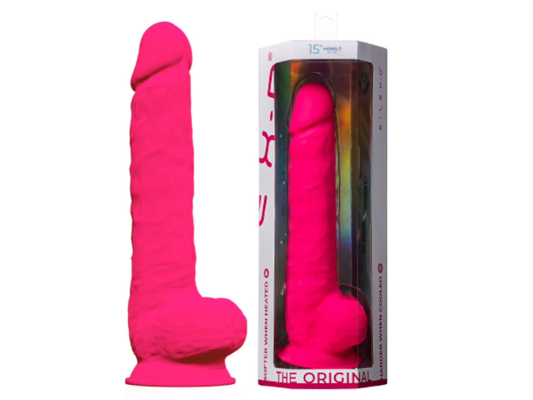 Dildo realist Silexd cu ventuză, silicon, roz, 38 cm