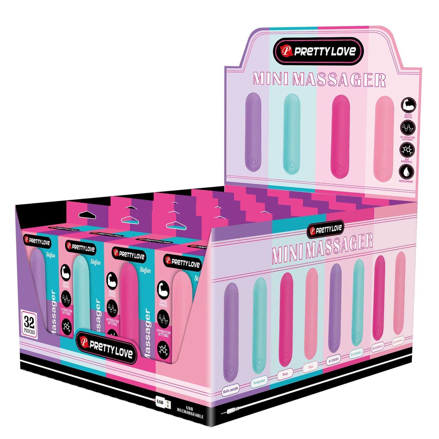 Vibrator mini Pretty Love Stefan, 10 funcții, impermeabil