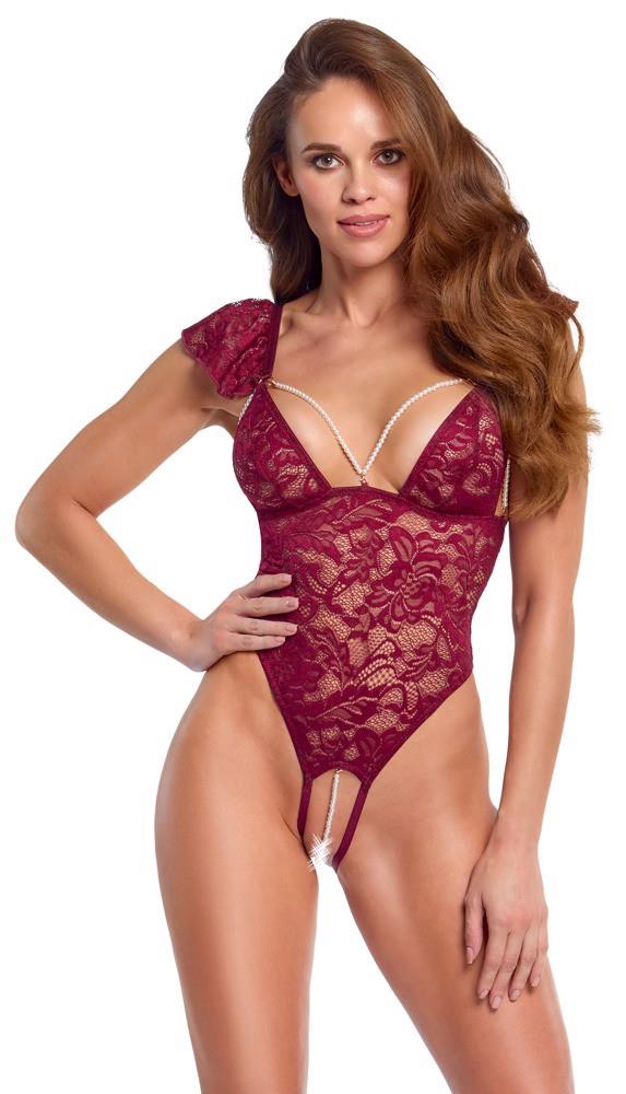 Body Cottelli LINGERIE bordo cu perle, model S
