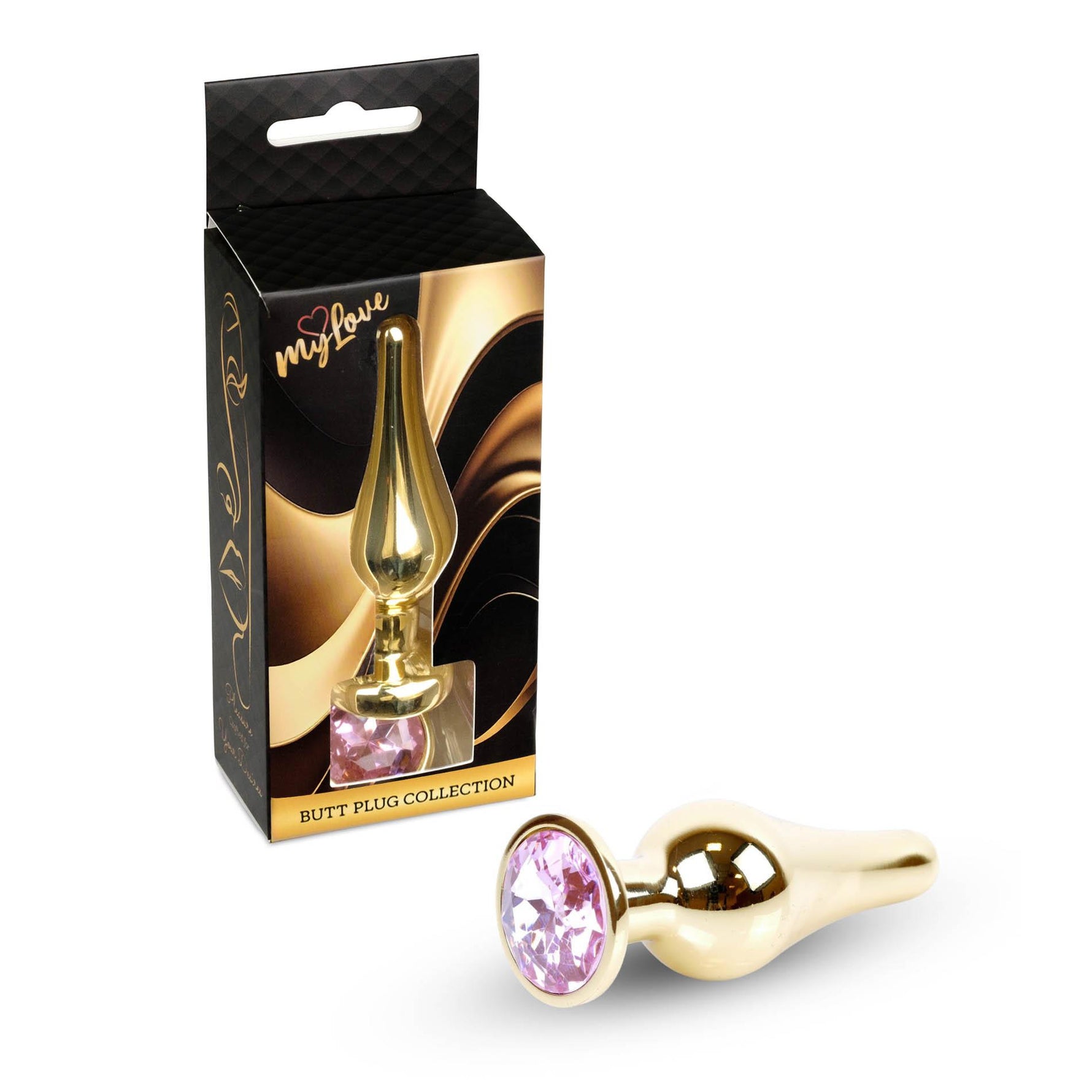 Plug anal cu diamant din aur roz MyLove Toys, 9,5 cm