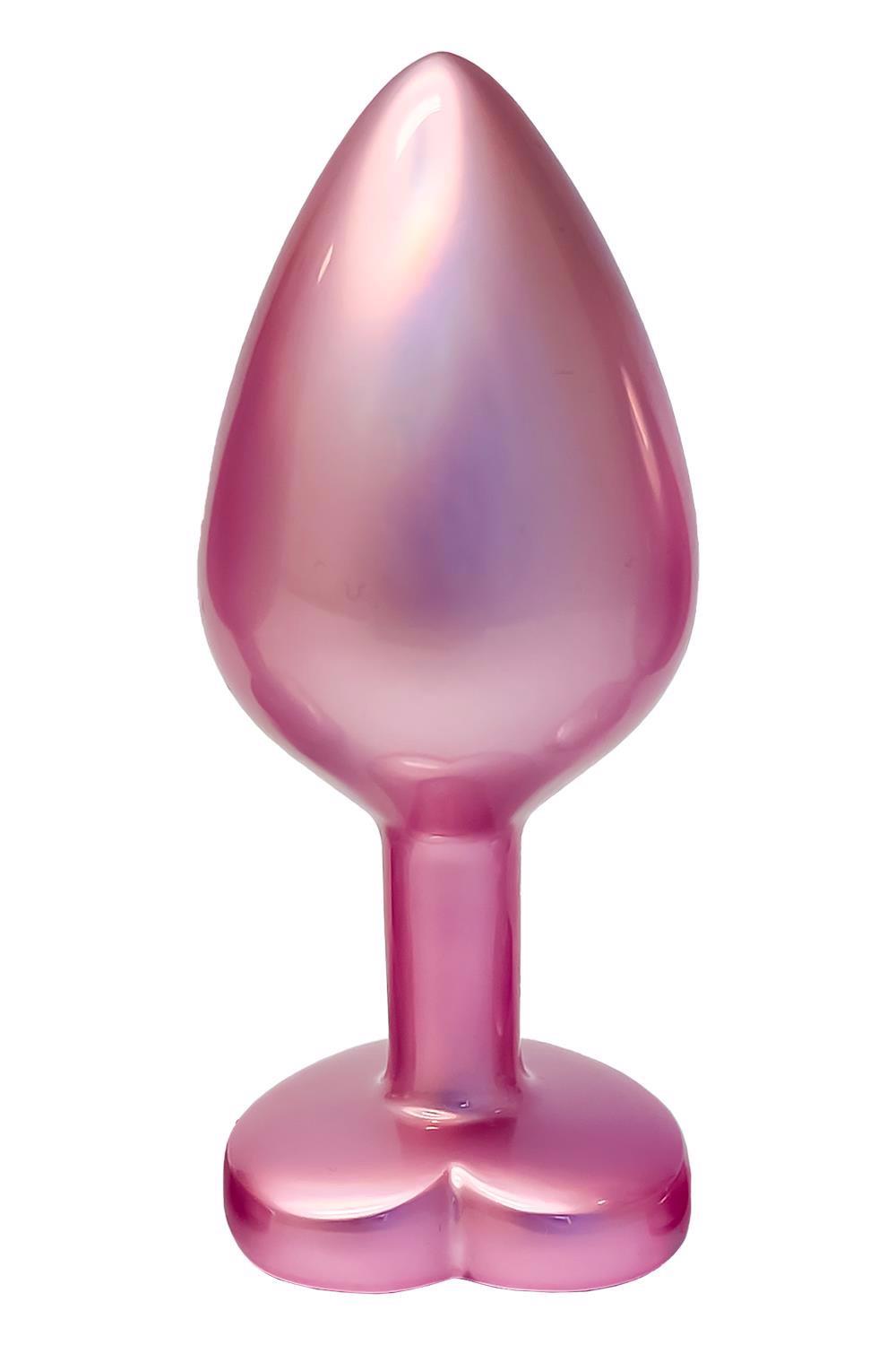 Plug anal din aluminiu Gleaming Love, roz perlat, mediu