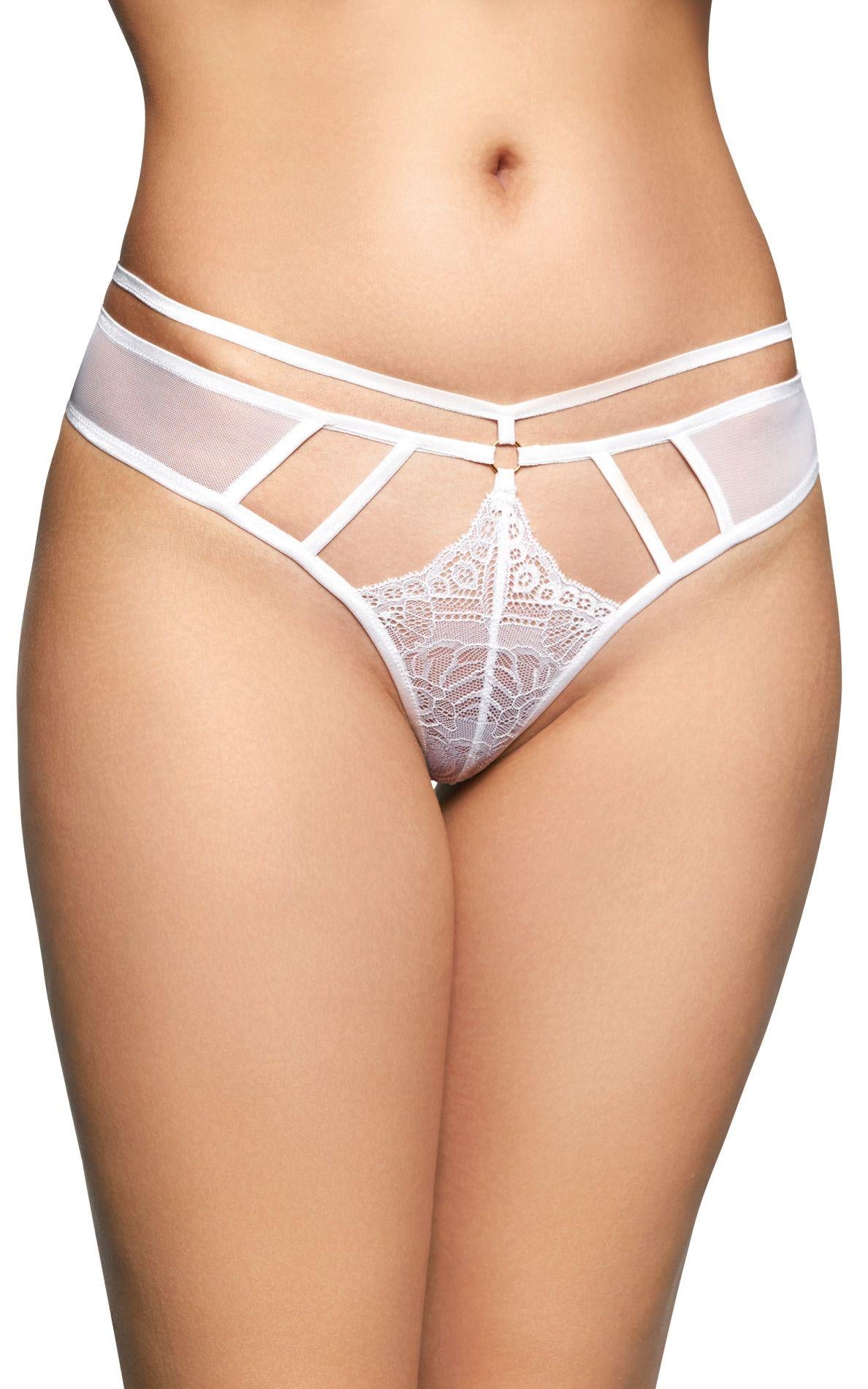 Tanga transparentă din dantelă SoftLine 2490 alb S/M