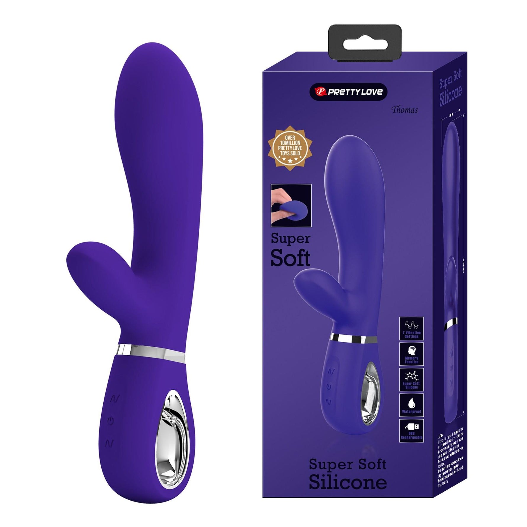 Vibrator Pretty Love Thomas cu punct G și iepuraș, violet, USB