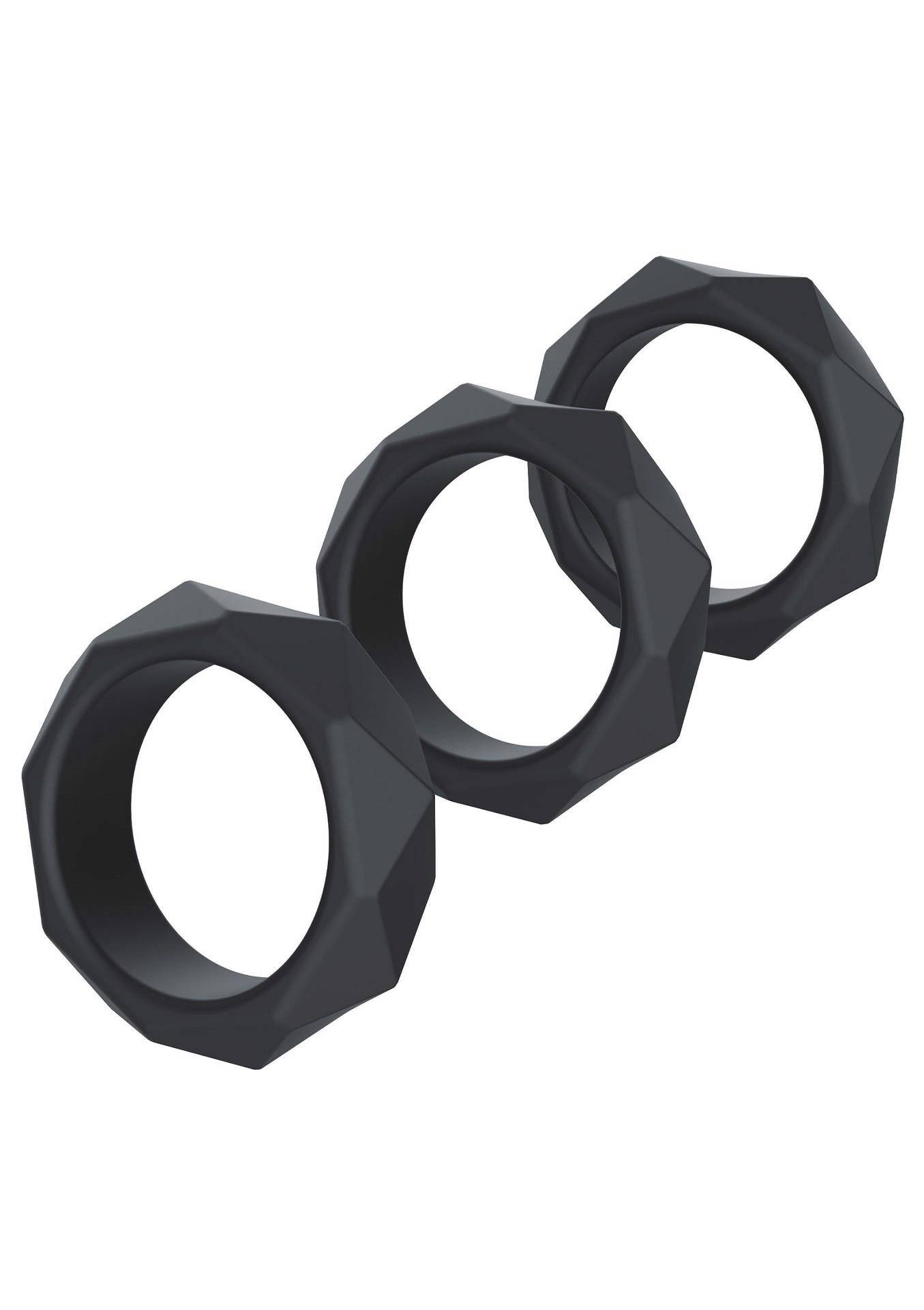 Set de inele pentru penis Hidden Desire Heavy Silicone, negru