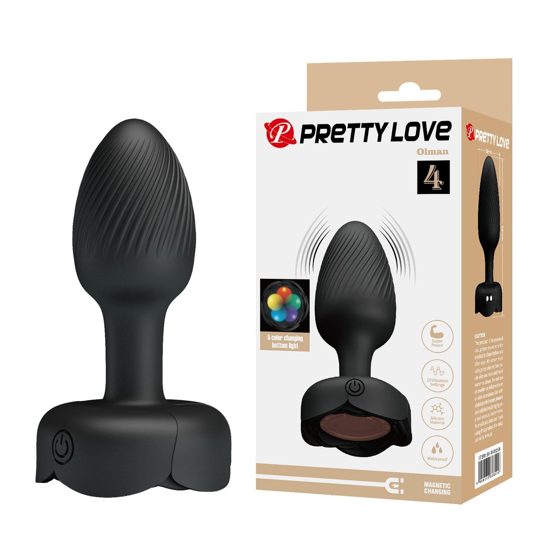 Plug anal vibrant cu LED din silicon Pretty Love Olman, 10 vibrații