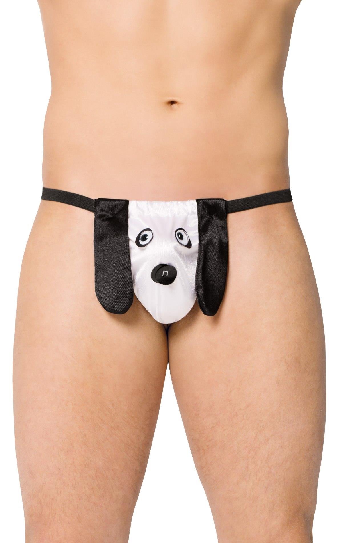 Tanga bărbătească cu un câine SoftLine 4422 alb S/L