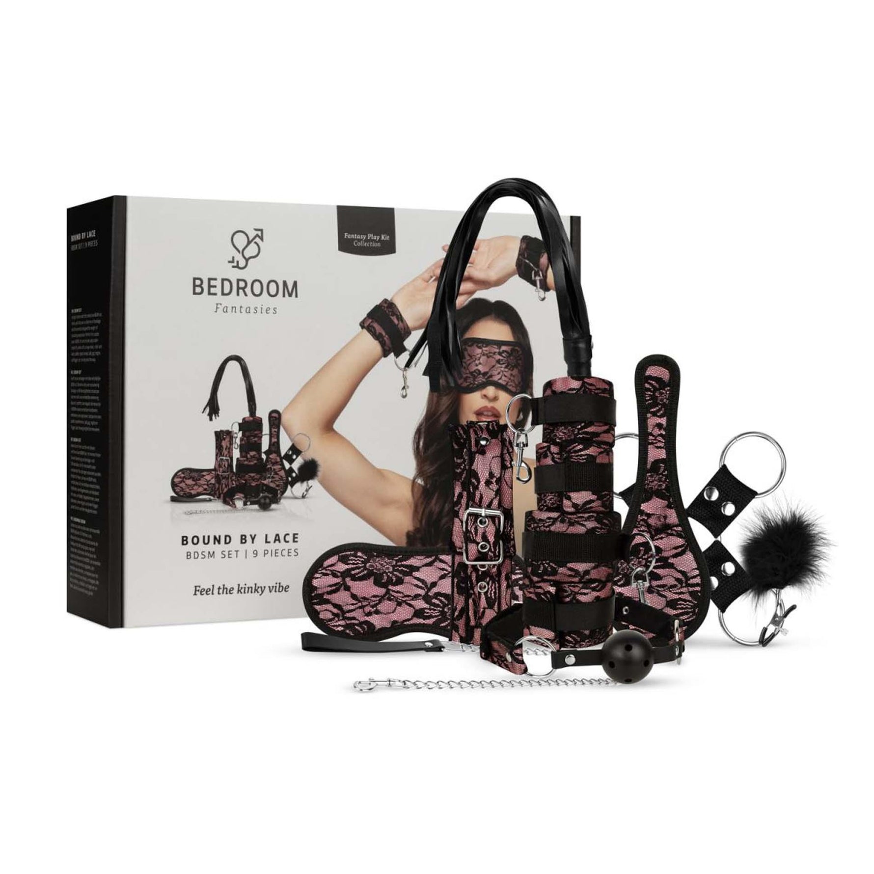 Set de bondage Bound by Lace, dantelă neagră