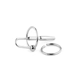 Dop uretral metalic HeavyFun cu inel, oțel inoxidabil, 8 cm