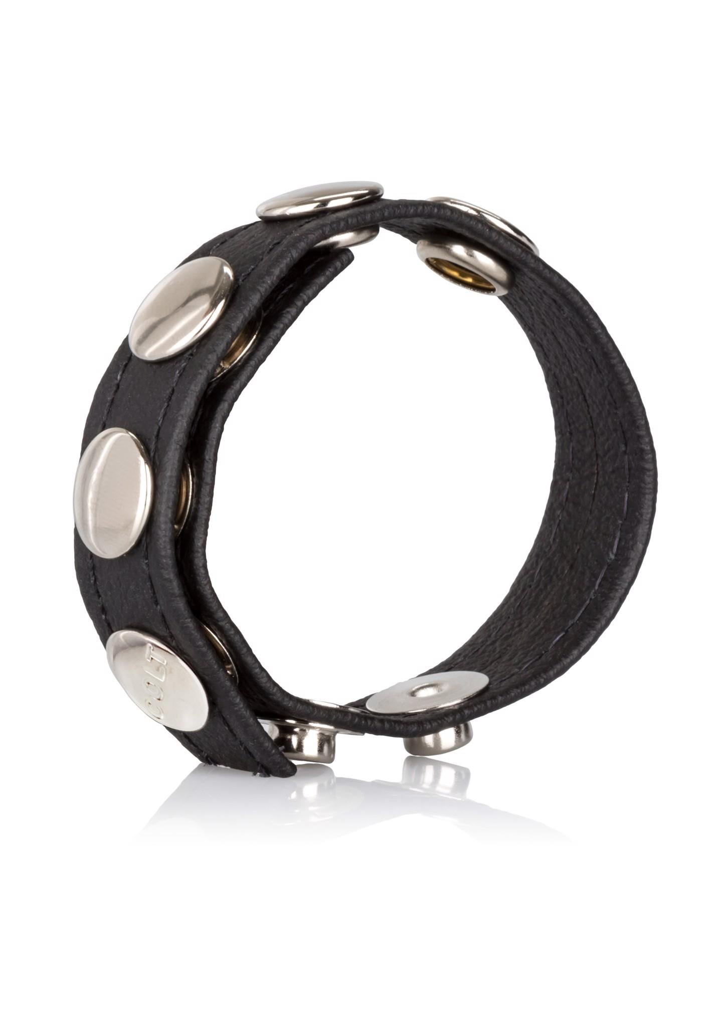 Inel de penis din piele COLT 5 snap negru 29 cm