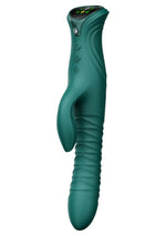 Vibrator încălzit ZALO Mose 2 verde, model iepuraș, 25,8 cm