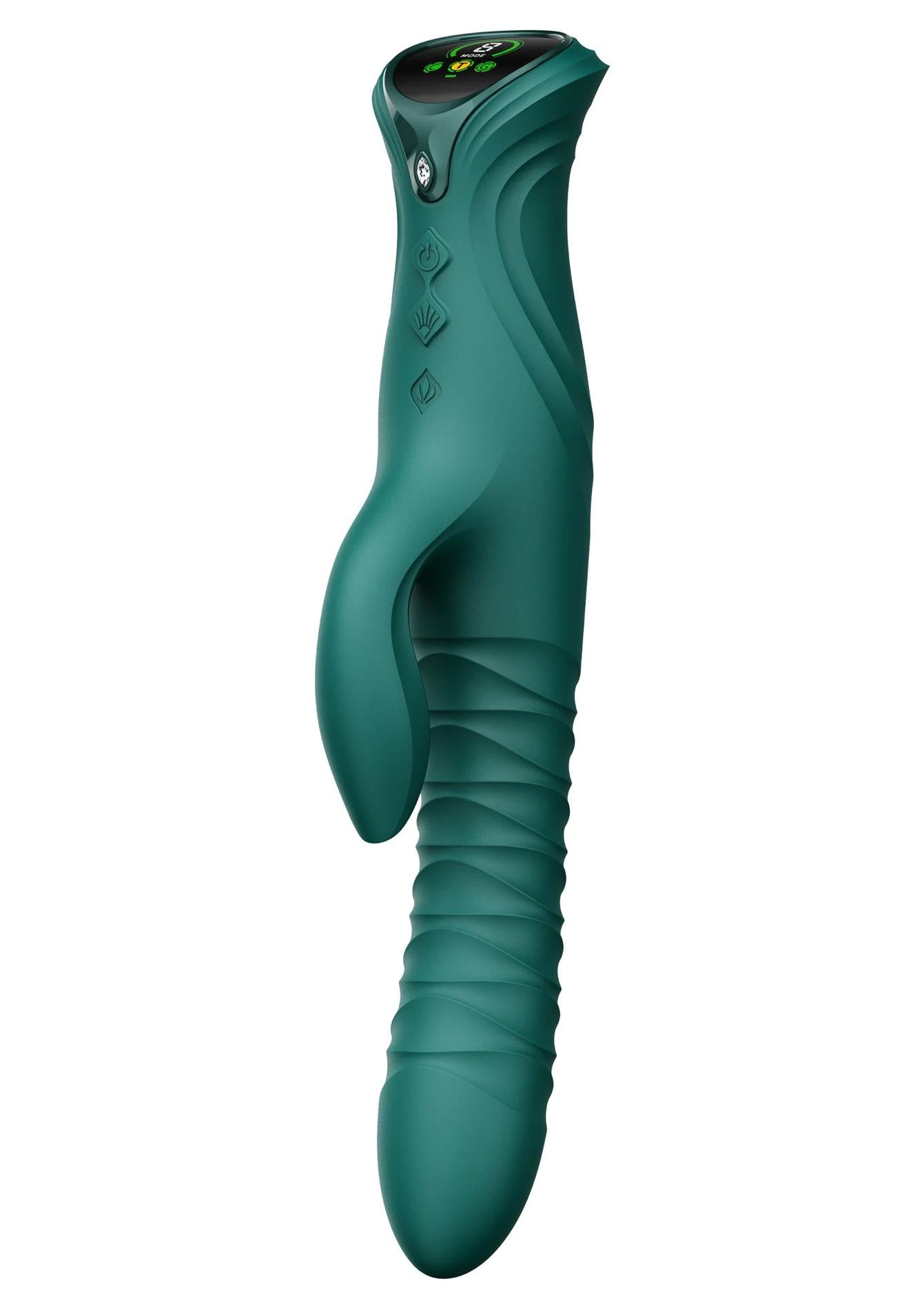 Vibrator încălzit ZALO Mose 2 verde, model iepuraș, 25,8 cm