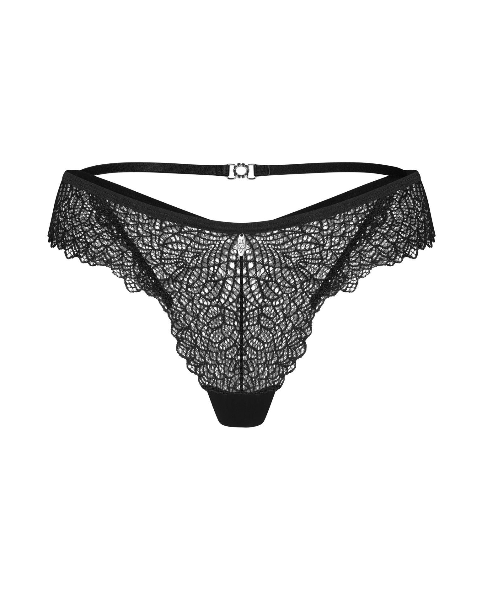 Iliosa Obsessive chiloți cu dantelă negri 2XL/3XL