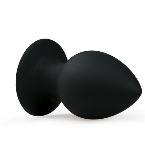 Dop anal din silicon EasyToys, negru, mediu, cu ventuză