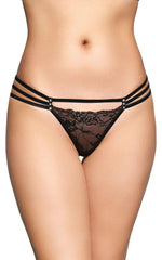Tanga din dantelă cu diamante SoftLine 2493 negru M/L