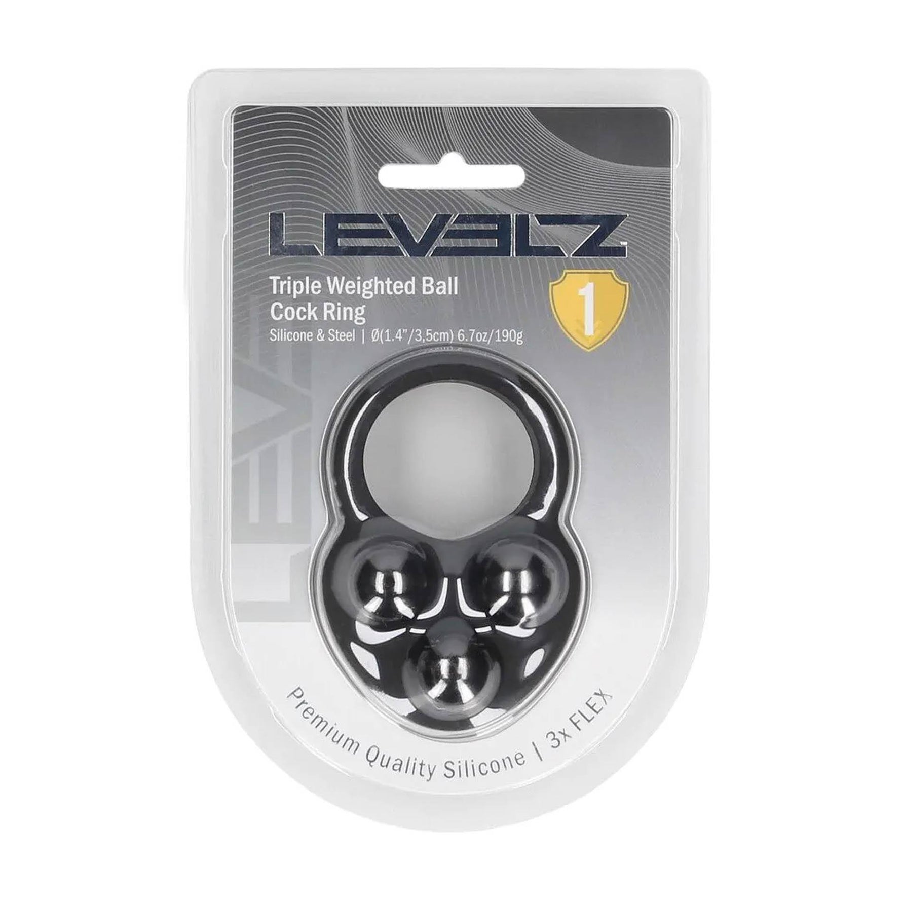 Inel pentru penis Levelz din silicon cu trei greutăți, negru