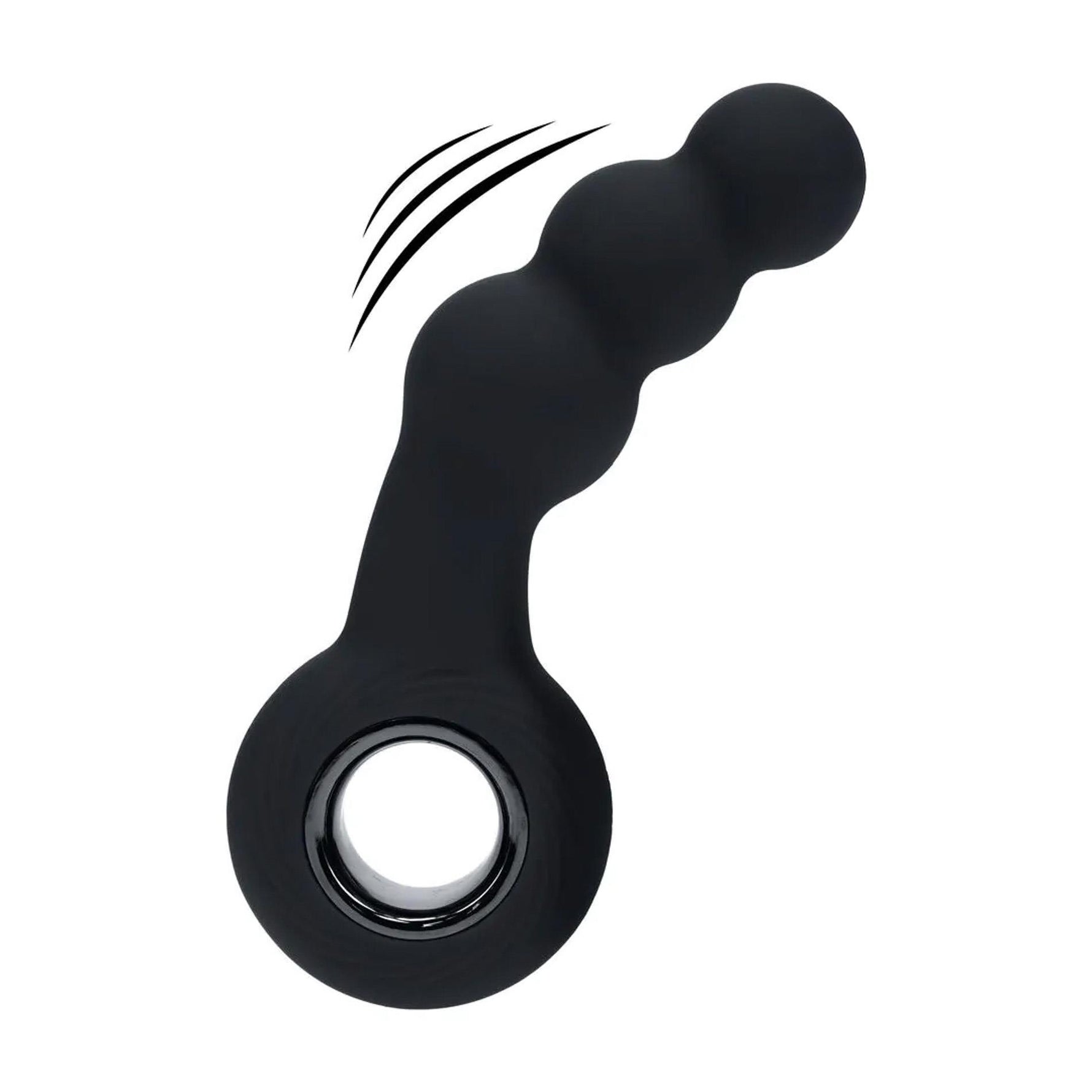 Masaj de prostată cu perle vibratoare Levelz și buclă din silicon, negru, 15 cm