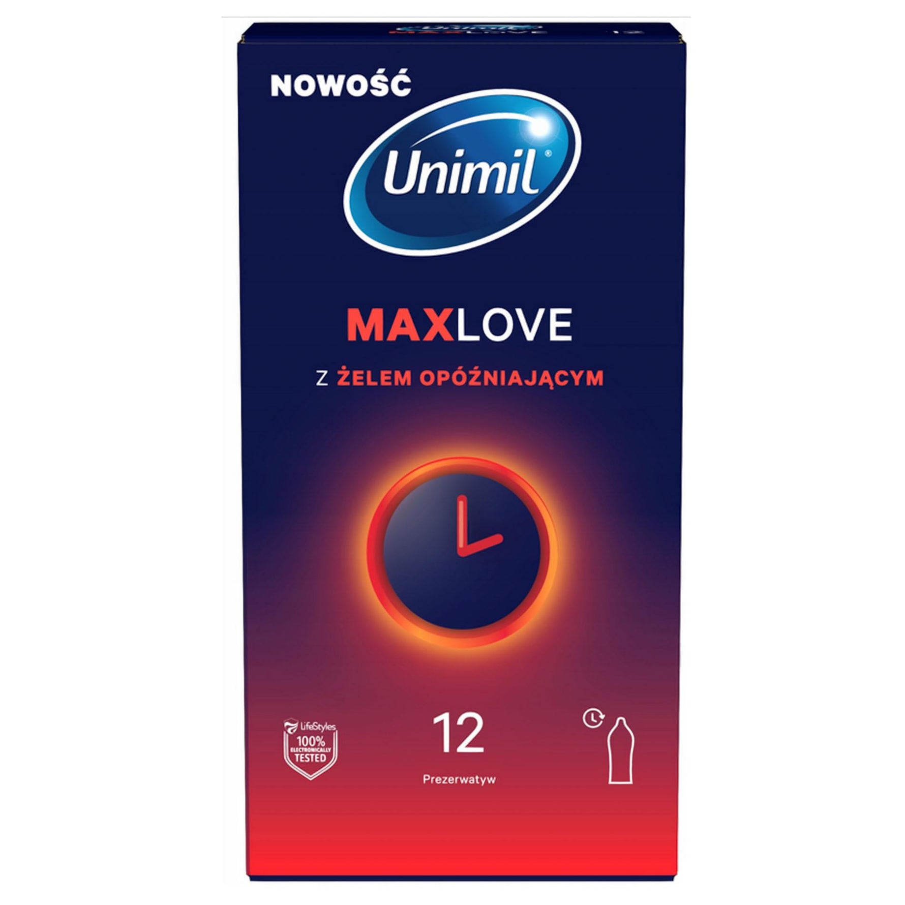 Prezervative Unimil Max Love cu efect de întârziere, 12 buc.
