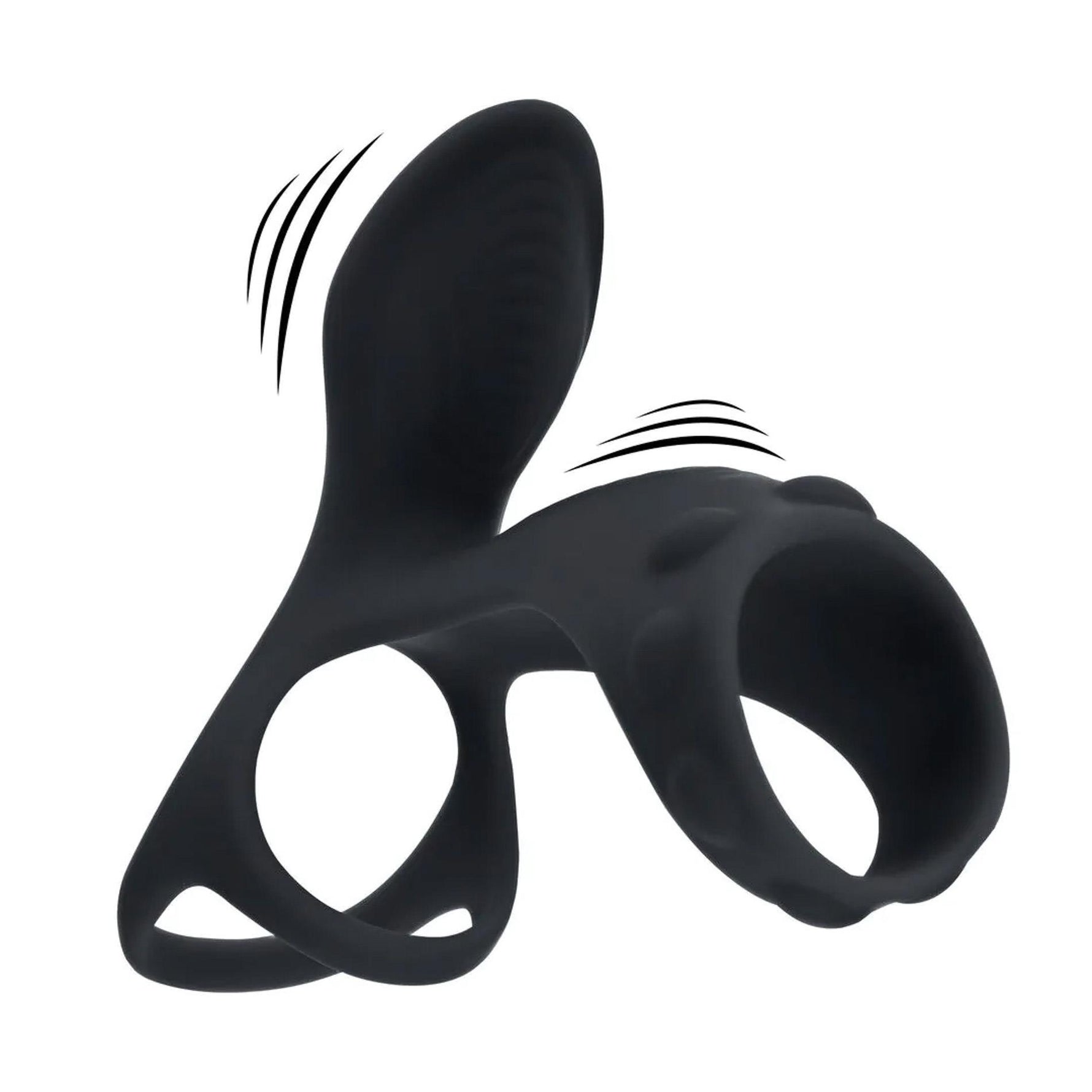 Inel vibrant pentru penis și testicule Levelz cu buclă, silicon, negru, 14 cm