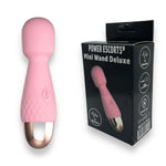 Mini vibrator cu baghetă Power Escorts, silicon, roz, USB, 11,6 cm