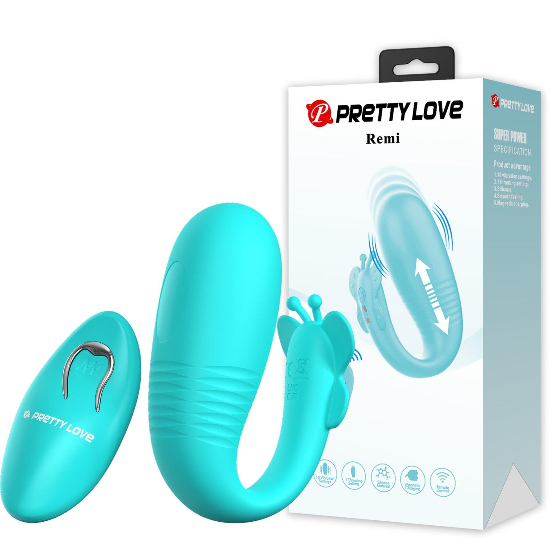 Vibrator Pretty Love Remi din silicon cu formă de ou glisant și aplicație