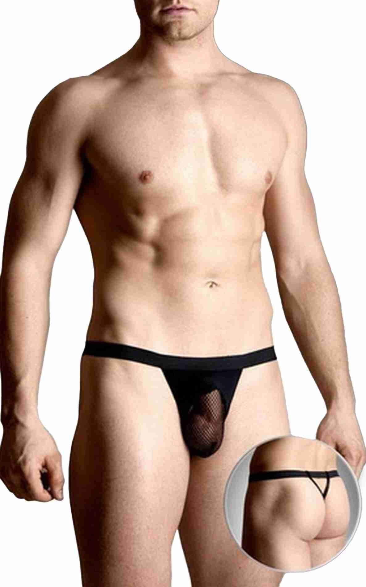 Tanga sexy bărbătească cu bandă elastică lată SoftLine, negru M/L