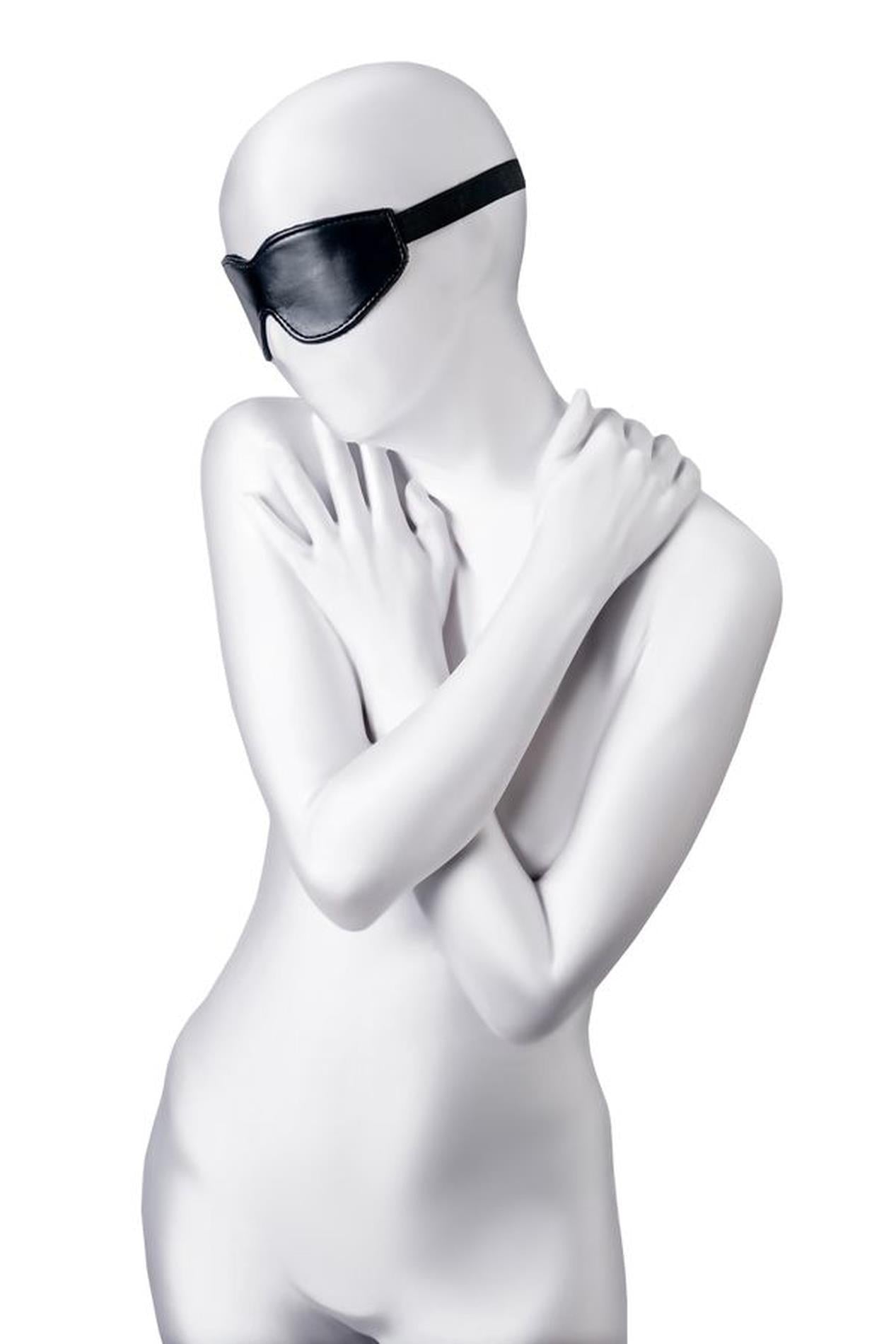 Mască BDSM Anonymous din piele PU neagră 26,5 cm