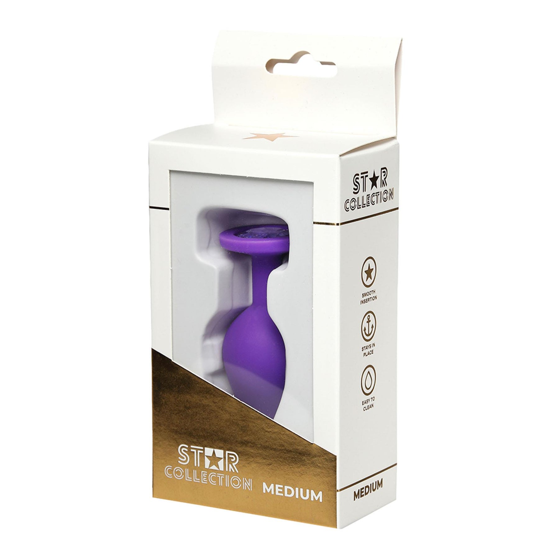 Dop anal din silicon Star Collection violet M 8,5 cm cu piatră