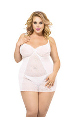 Camisola erotică Laura din plasă și dantelă albă XL SoftLine