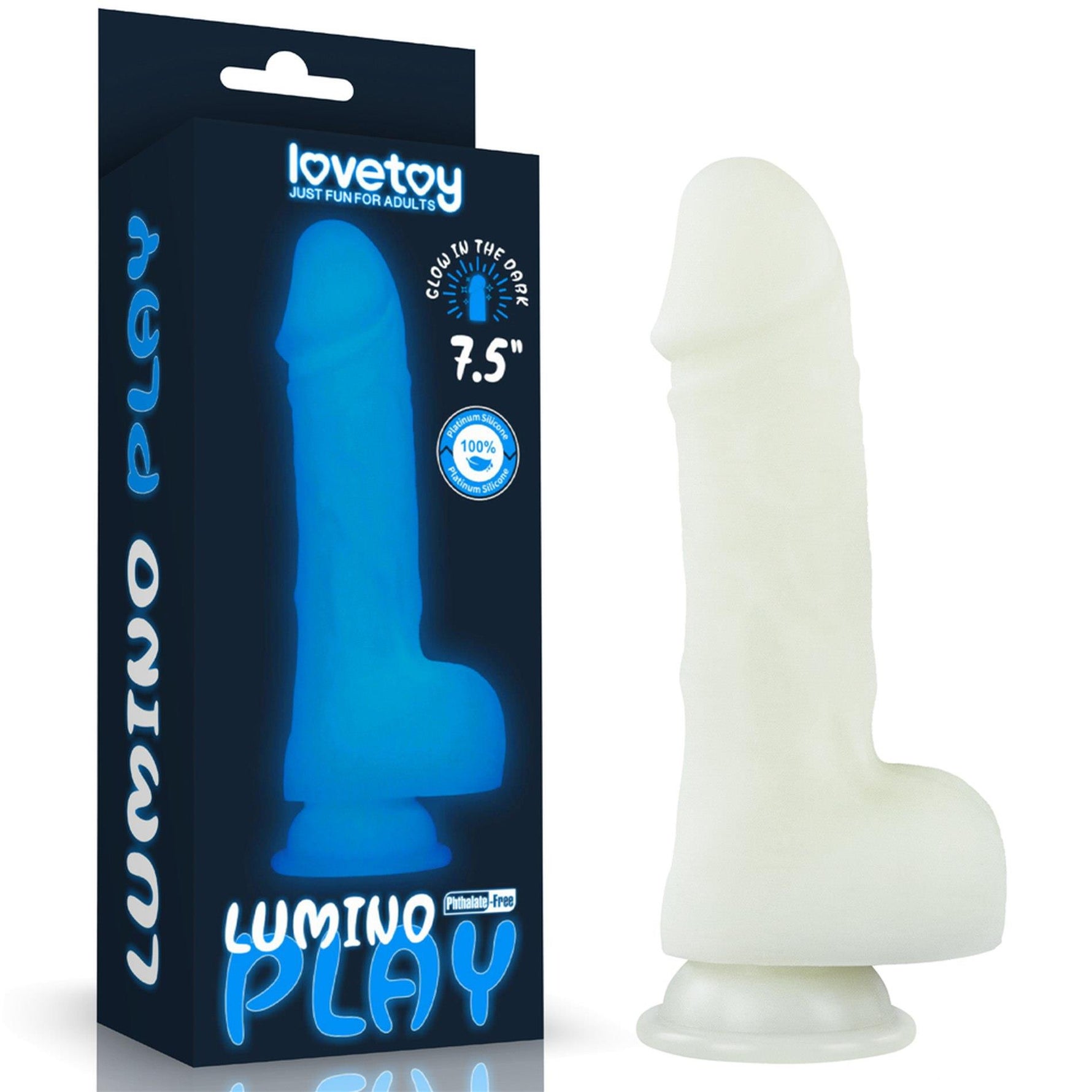 Dildo din silicon Lovetoy Lumino Play, care strălucește în întuneric, 19 cm