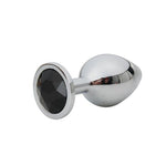 Plug anal argintiu Fantasy cu diamant negru 7 cm
