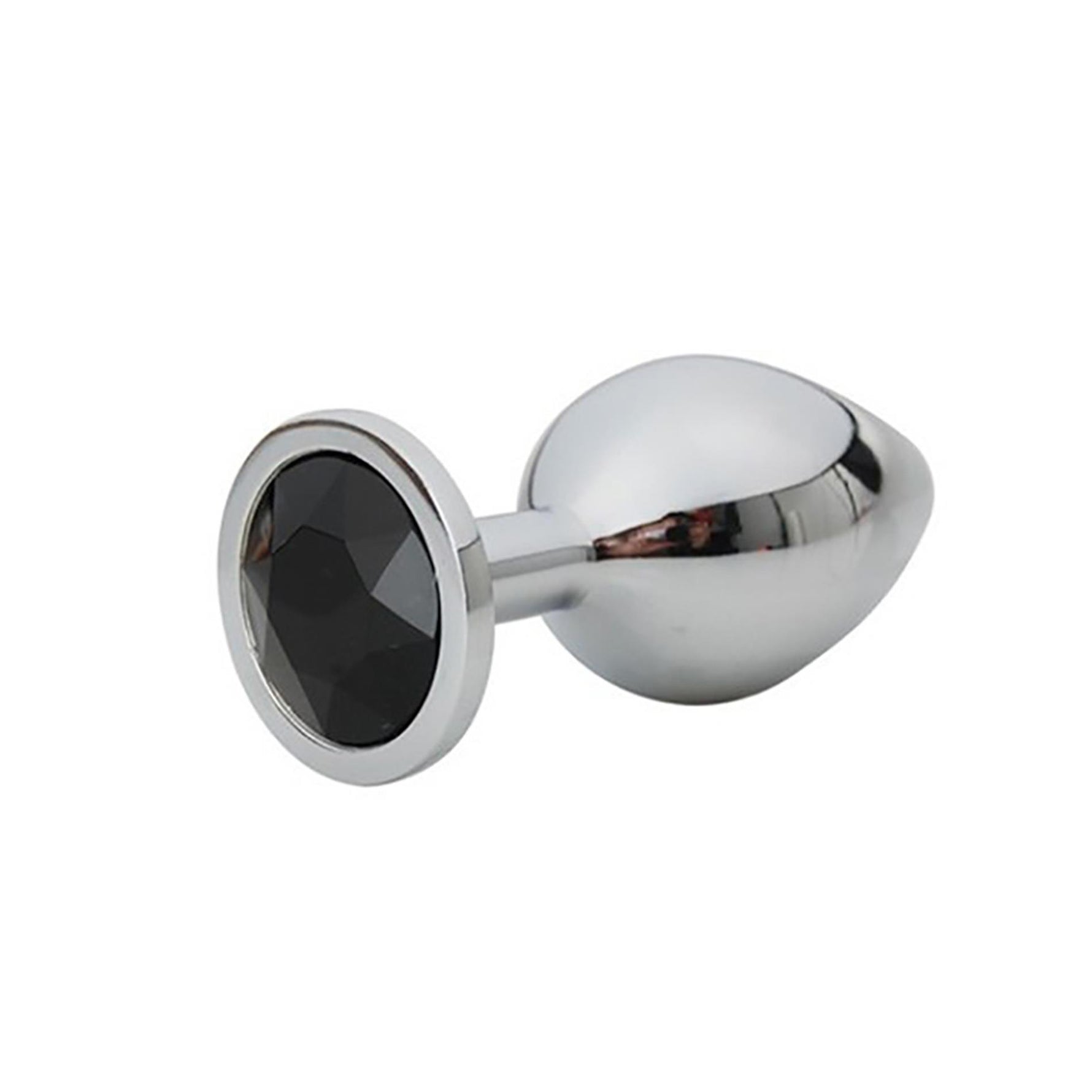 Plug anal argintiu Fantasy cu diamant negru 7 cm