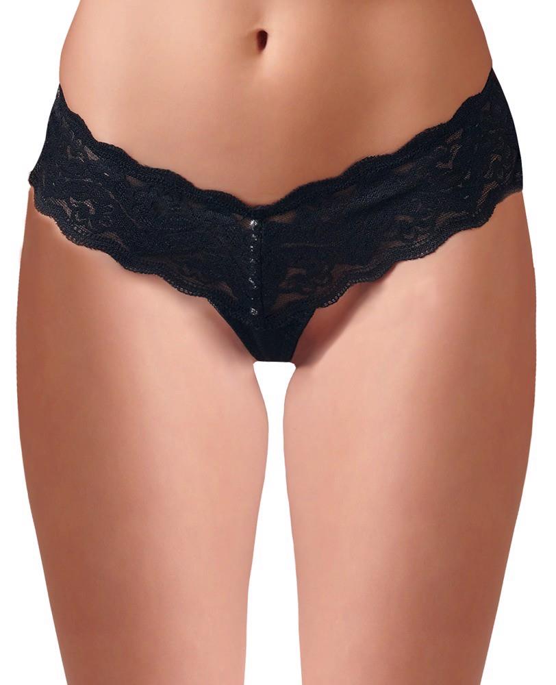 Cottelli LINGERIE tanga cu perle negru S