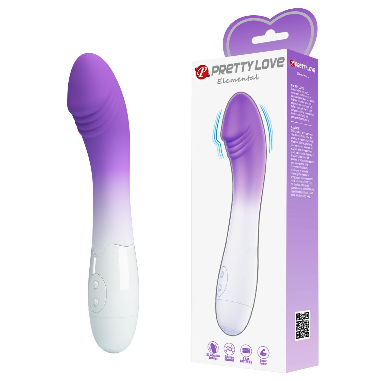 Vibrator Pretty Love Elemental din silicon cu 30 de moduri pentru punctul G