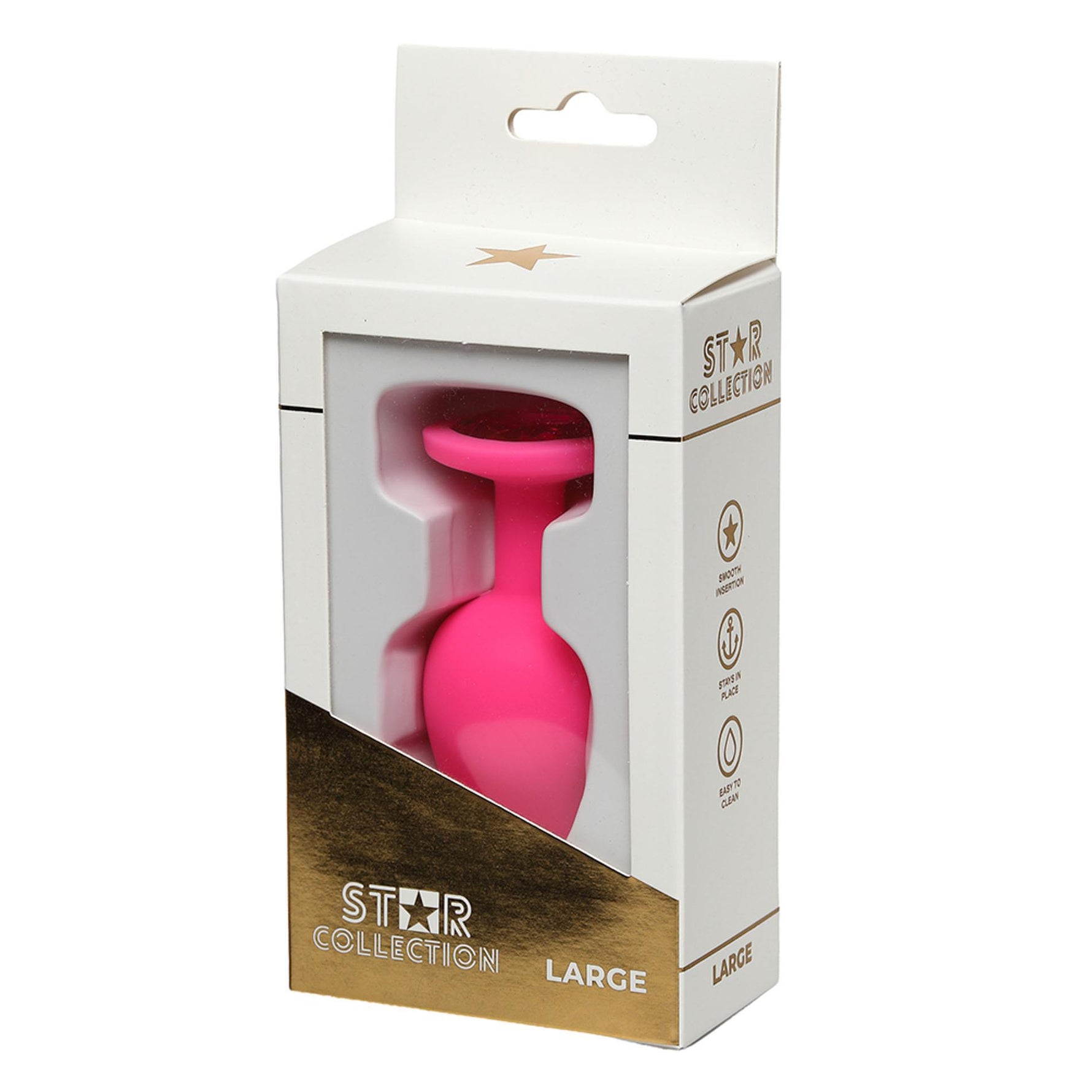 Plug anal din silicon Star Collection roz L 10cm cu piatră