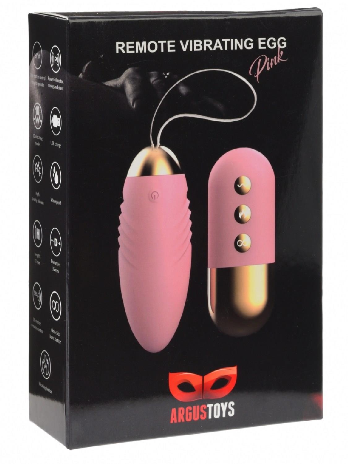 Ou vibrant încălzit cu telecomandă Argus, silicon roz, USB, 8 cm