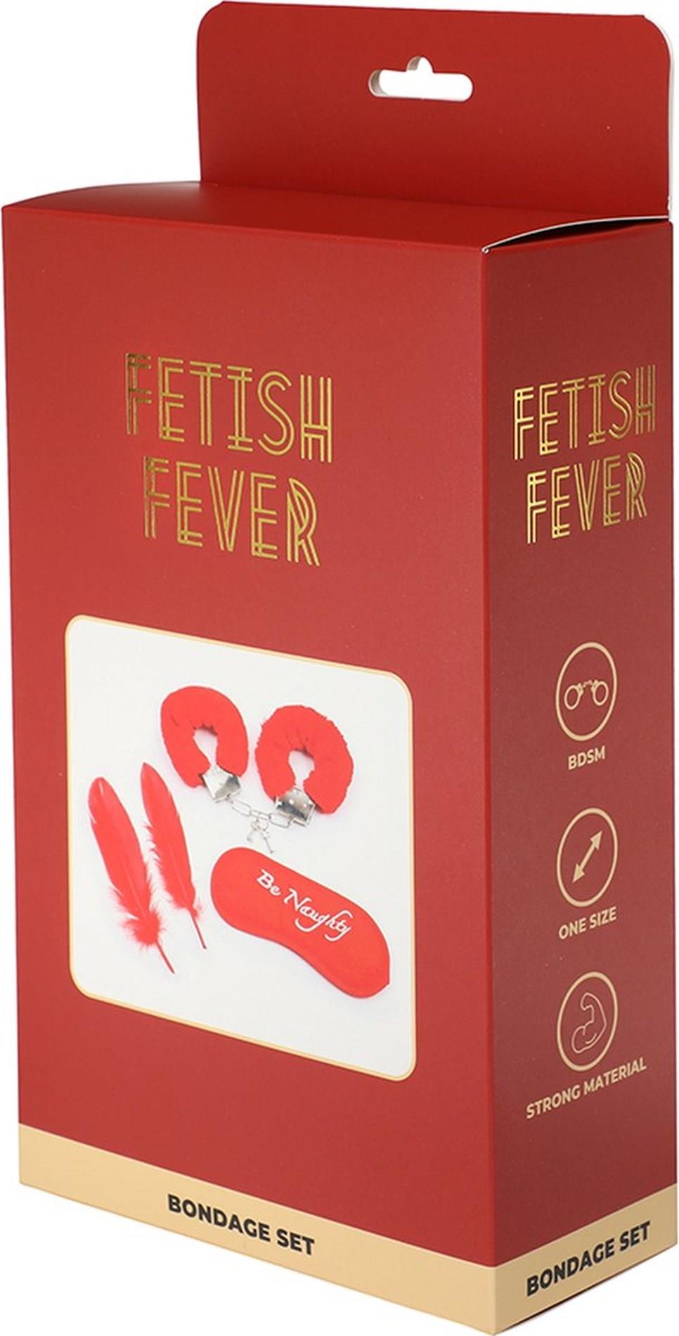 Set de bondage Fetish Fever roșu, 4 piese