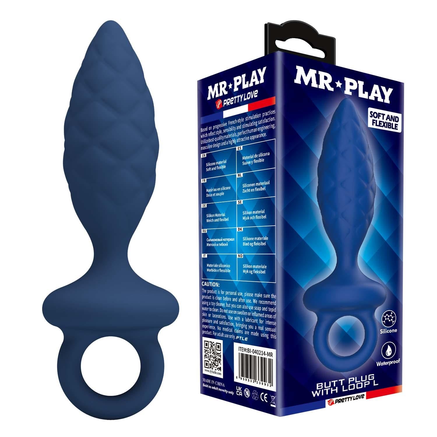 Dop anal Mr. Play din silicon cu buclă, mărimea L