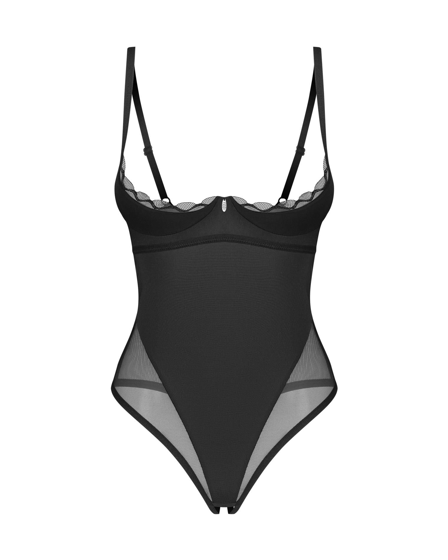 Body deschis Obsessive Stelisa negru 2XL/3XL