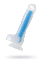 Dildo cu gel strălucitor Bruce Glow Blue 16.5 cm Beyond
