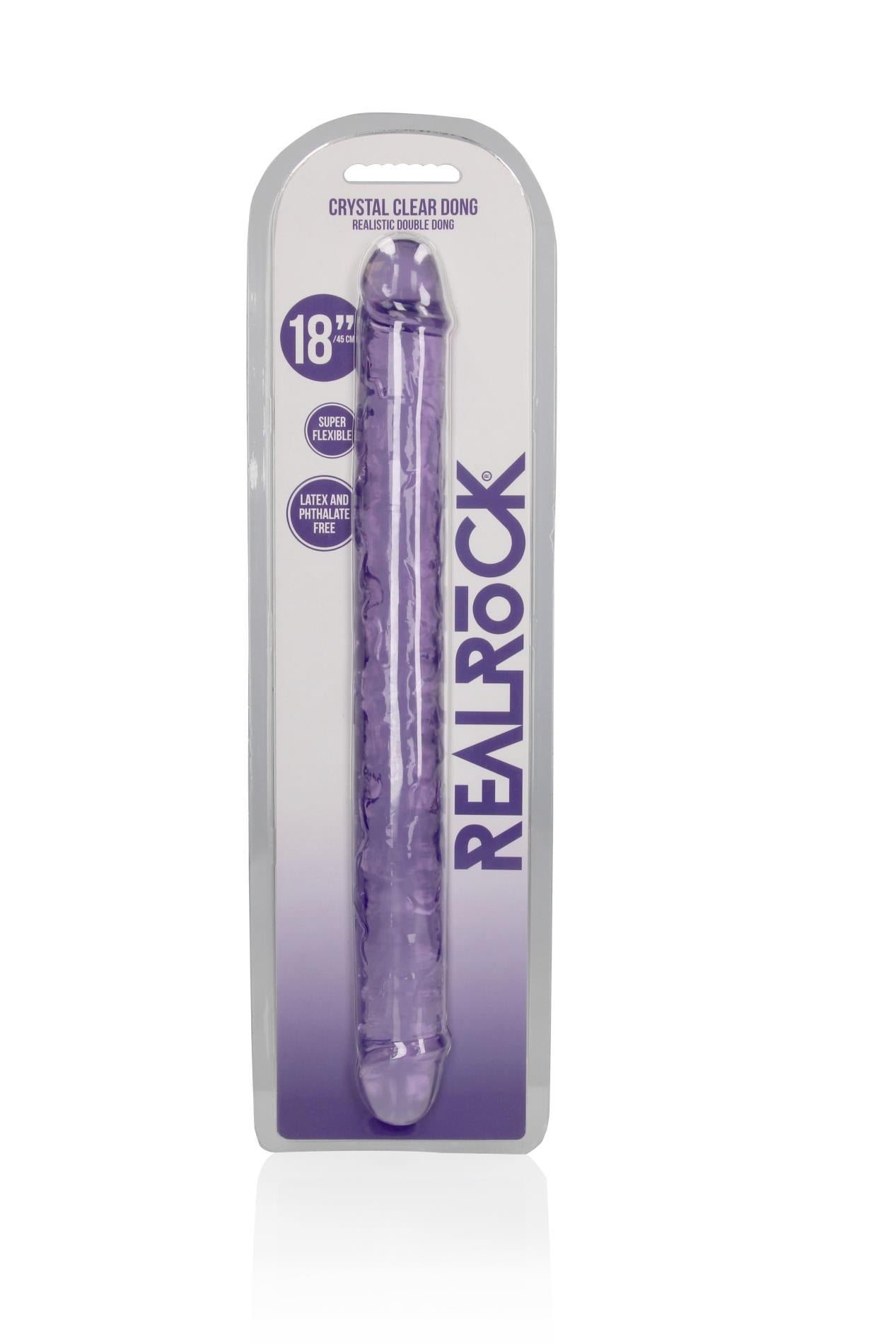 Dildo dublu realist RealRock transparent 45 cm