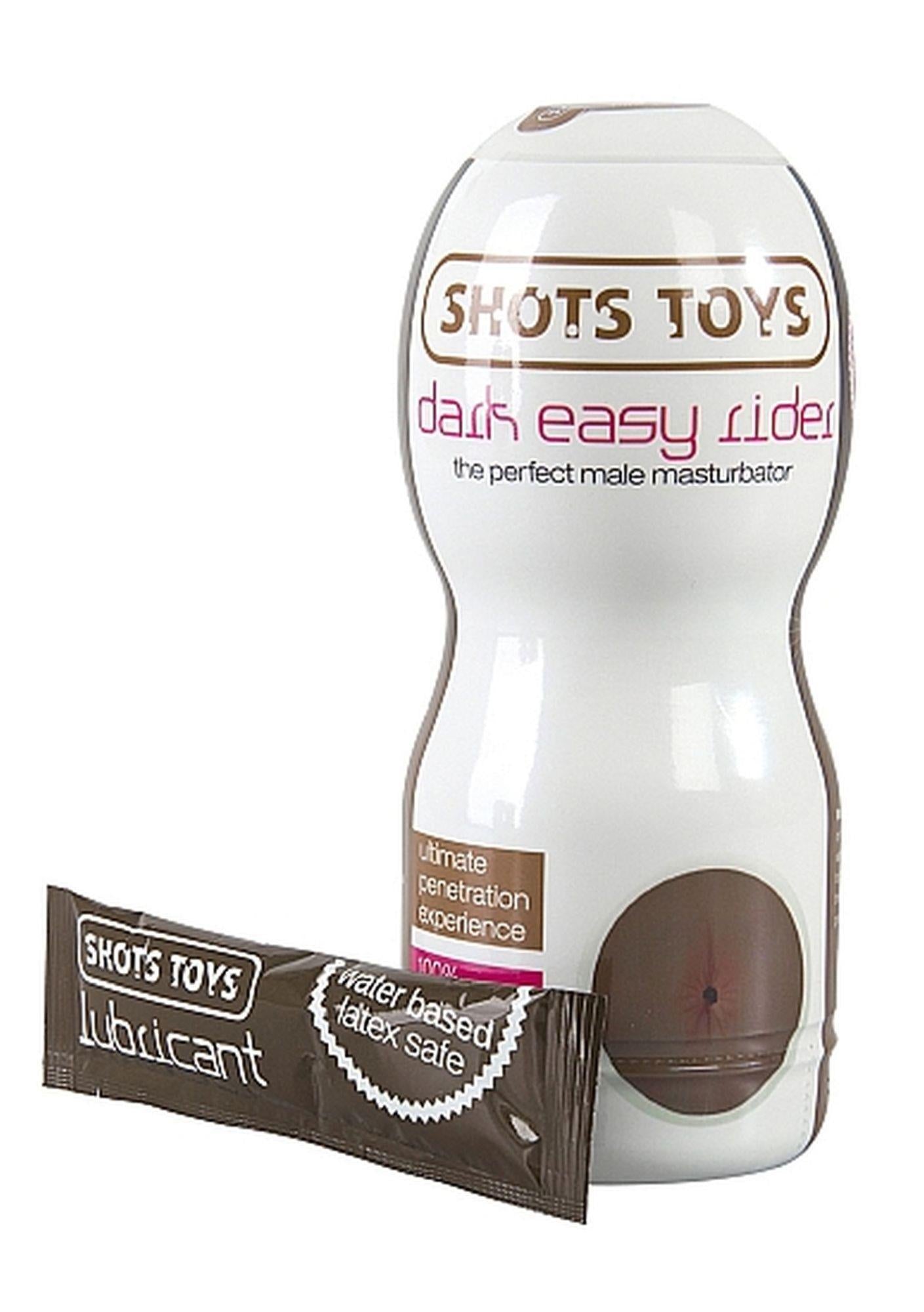 Masturbator anal Easy Rider Dark Skin cu piele naturală ShotsToys 15,7 cm